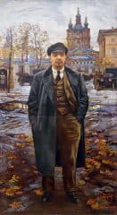 Великий Октябрь. В.И. Ленин на фоне Смольного