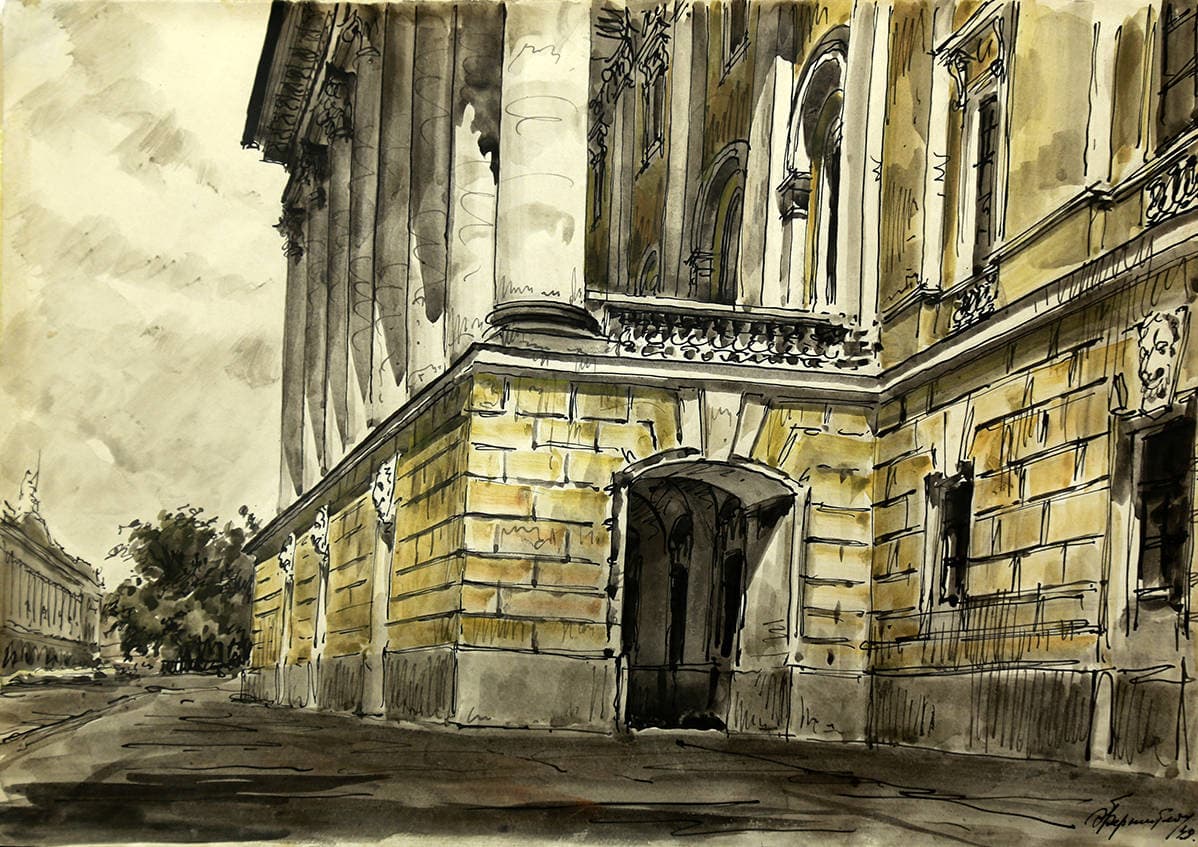 Ленинград. Александринский театр. Фрагмент бокового фасада