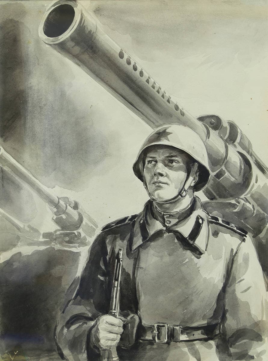 Эскиз обложки журнала “Советский воин”